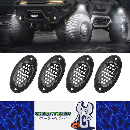 4pcs White LED Rock Lights LED Chassis Lights for Car Pickup Truck SUV UTV ATV