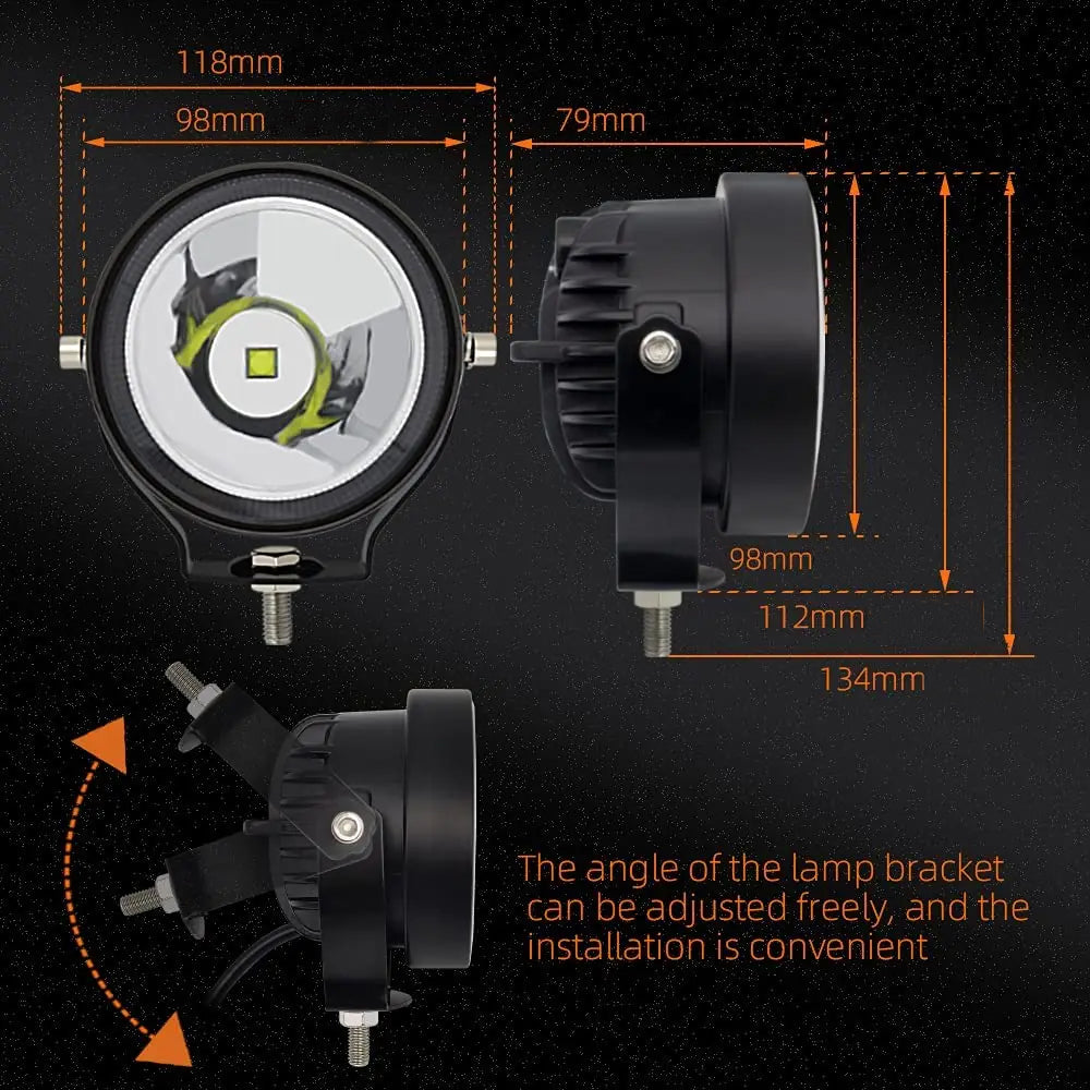 1 x LED Work Light Round Lamp 60W 98mm 12V-24V 6500K Spot Beam LED Spotlight