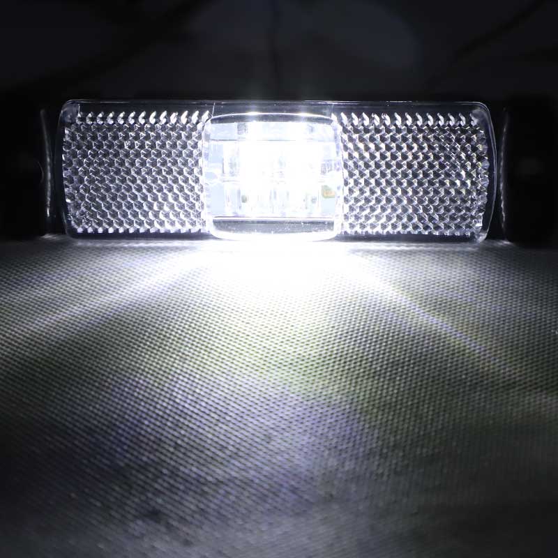 2 x Screw on White Reflector with 12V/24V 4 LEDs White Side Marker Lights