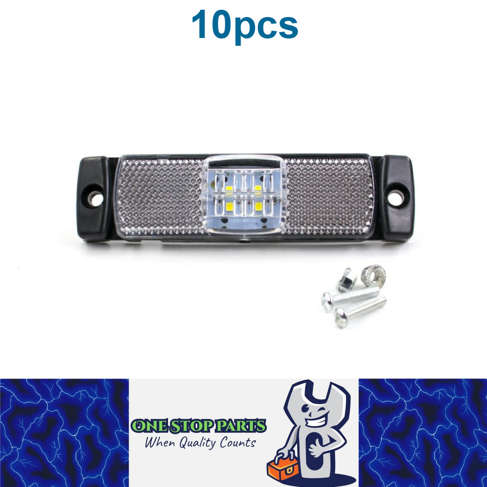 10 x Screw on White Reflector with 12V/24V 4 LEDs White Side Marker Lights