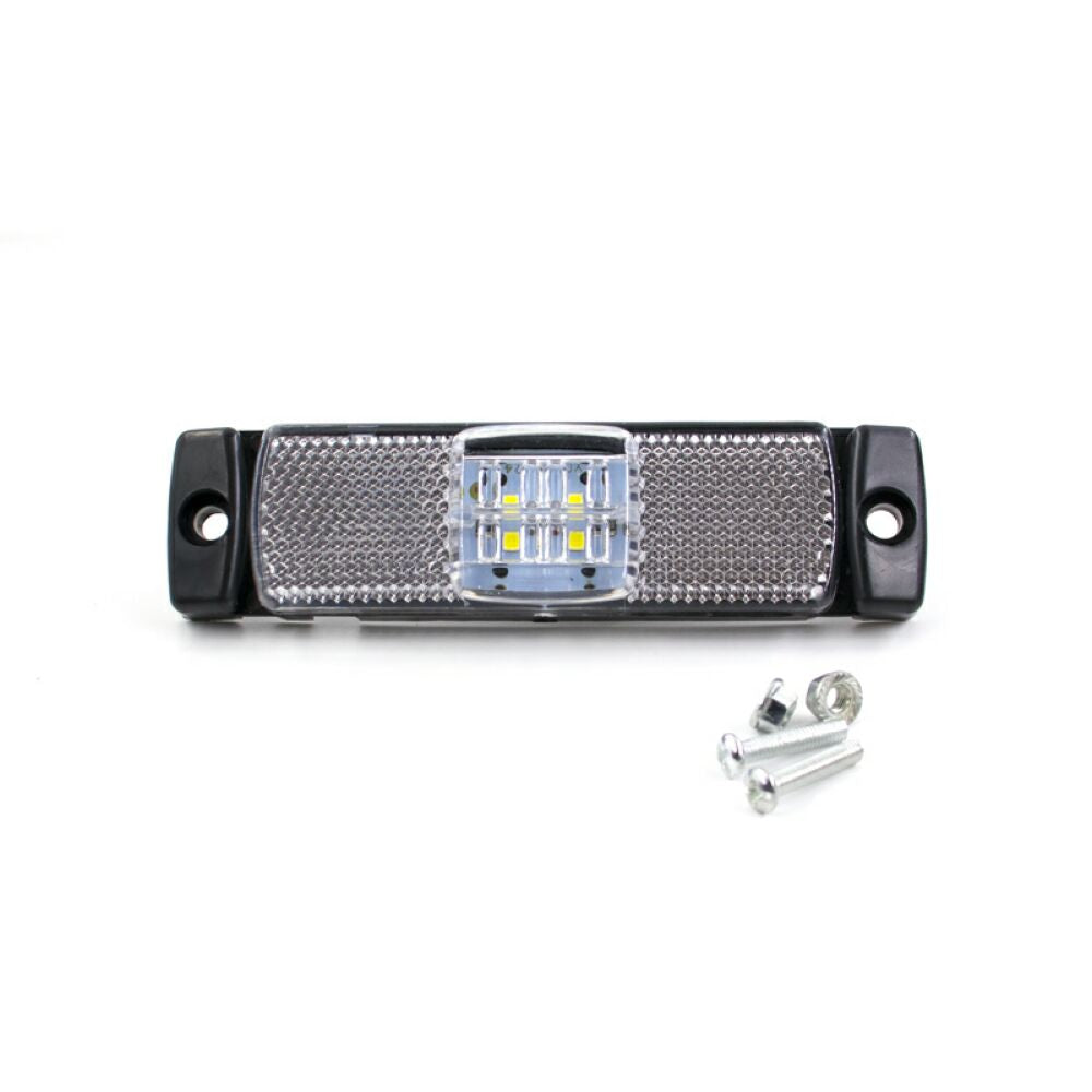 2 x Screw on White Reflector with 12V/24V 4 LEDs White Side Marker Lights