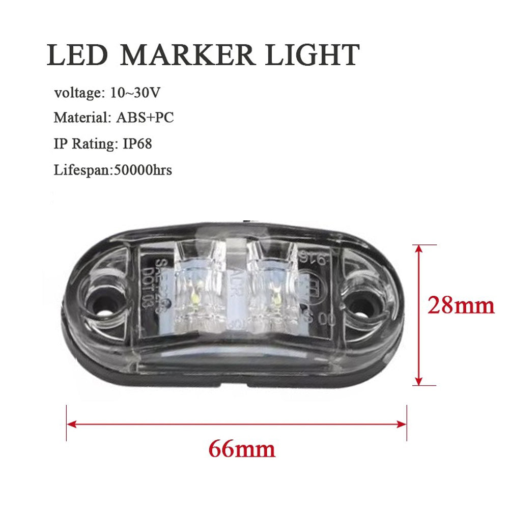 10 x White Front Marker Lamps ADR Compliant E Mark 12v/24v Multivolt (10pcs)