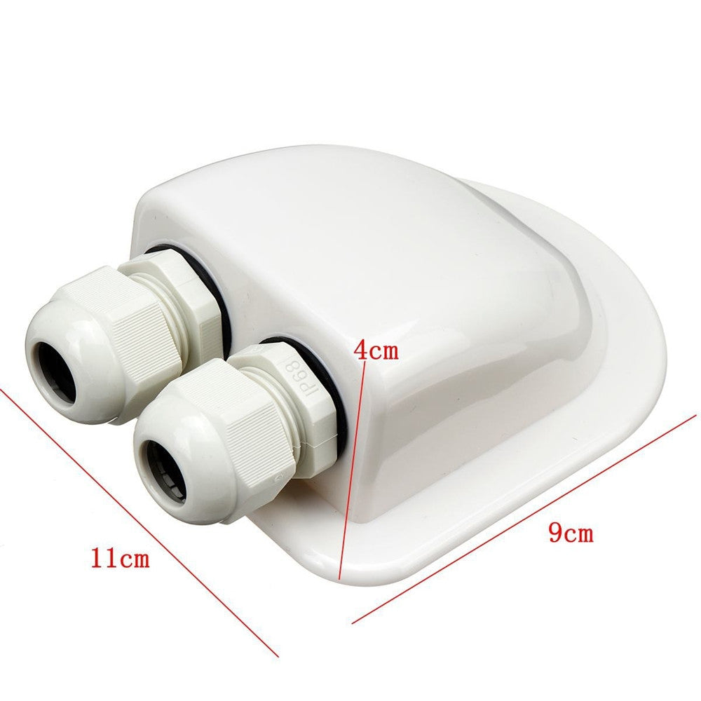 White Waterproof Solar Panel Double Cable Entry Box Ideal for Roof of Caravan