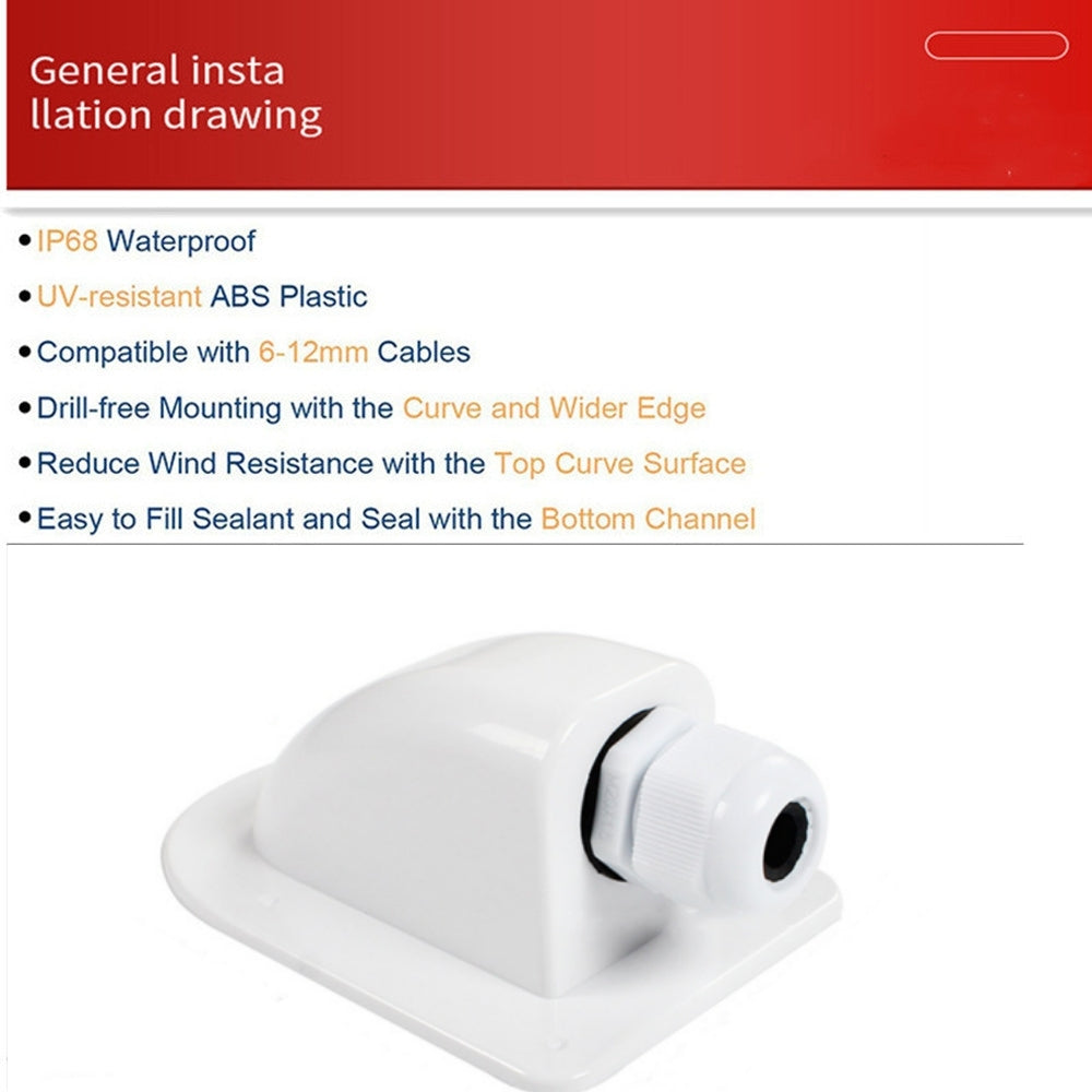 White Waterproof Solar Panel Single Cable Entry Box Ideal for Roof of Caravan