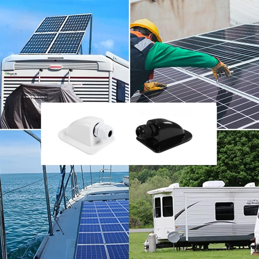 Black Waterproof Solar Panel Single Cable Entry Box Ideal for Roof of Caravan