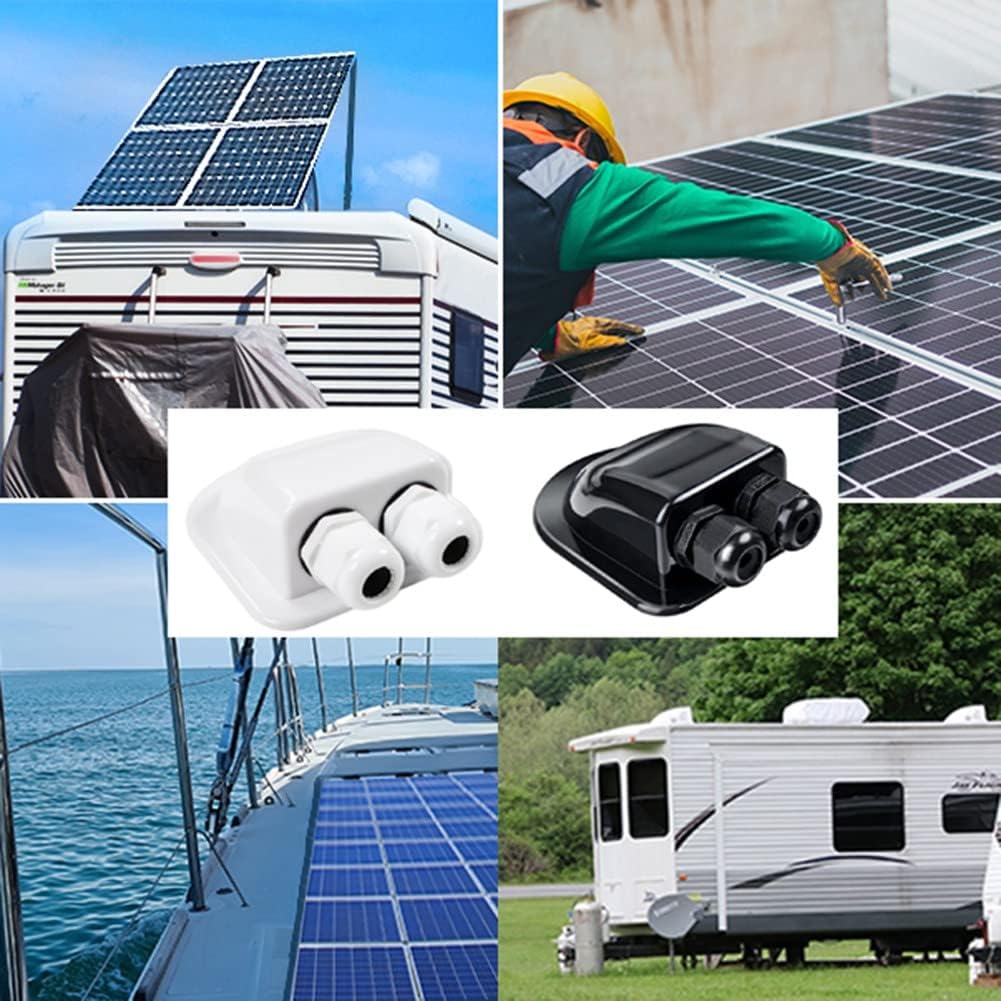 White Waterproof Solar Panel Double Cable Entry Box Ideal for Roof of Caravan