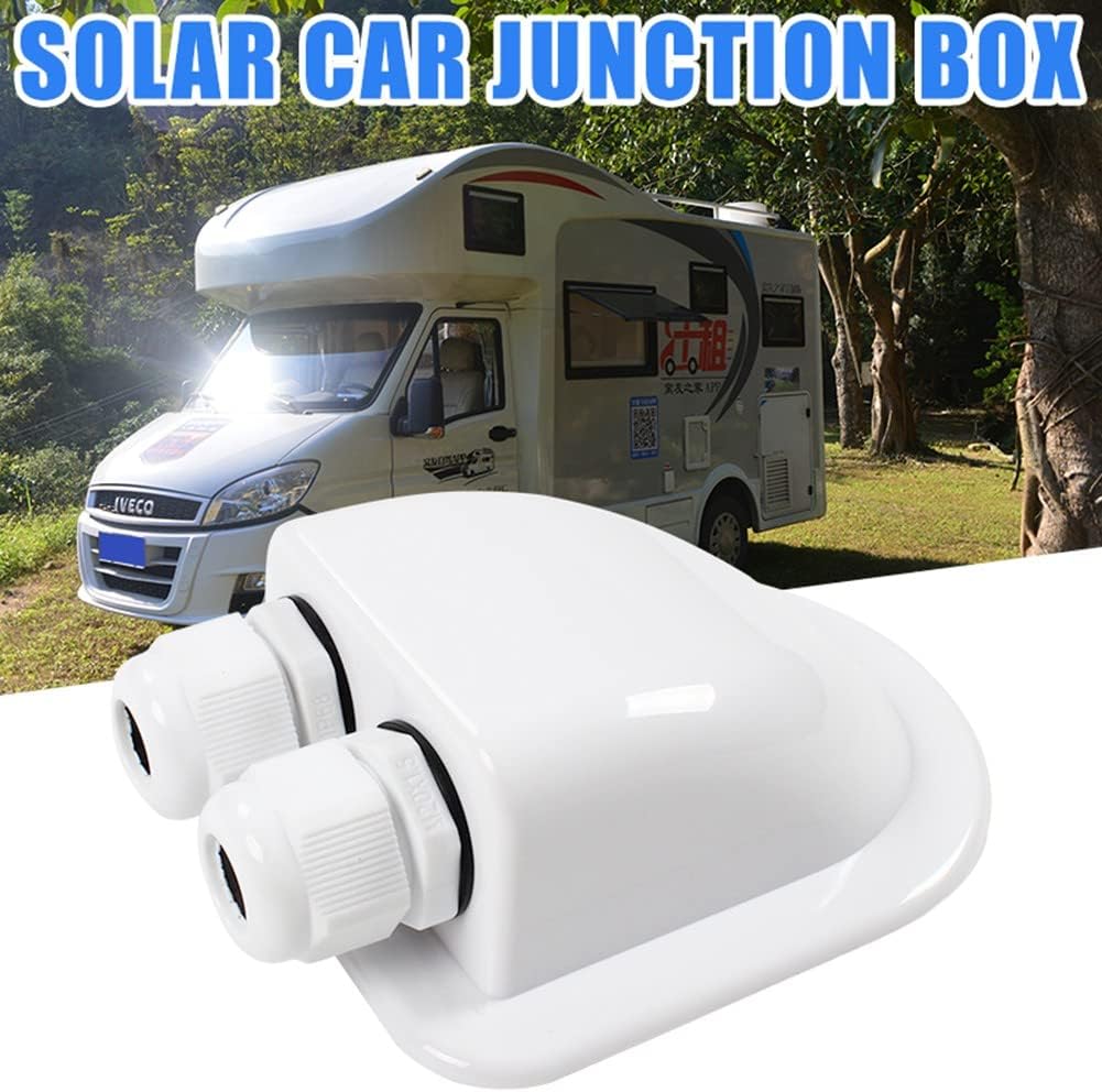 White Waterproof Solar Panel Double Cable Entry Box Ideal for Roof of Caravan