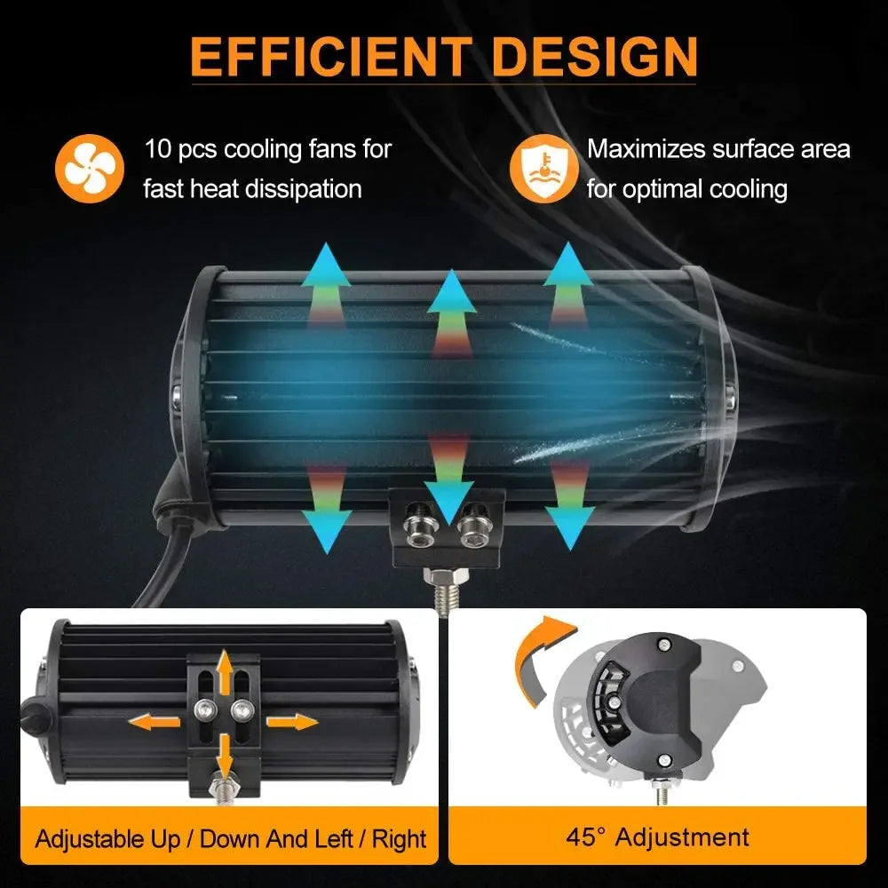 2 x White/Amber LED Light Bar 6 Modes 120W 178x80mm LED Work Light with Harness