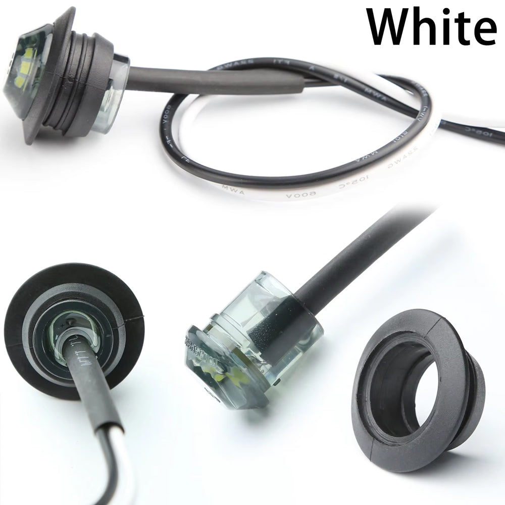 50 x White Round LED Front Marker Lamps 1.91CM 3LED 12V LED Front Marker Lights