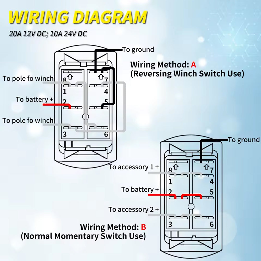 Winch Switch Winch in Winch Out Momentary On/Off/On 7 Pin Winch Rocker Switch