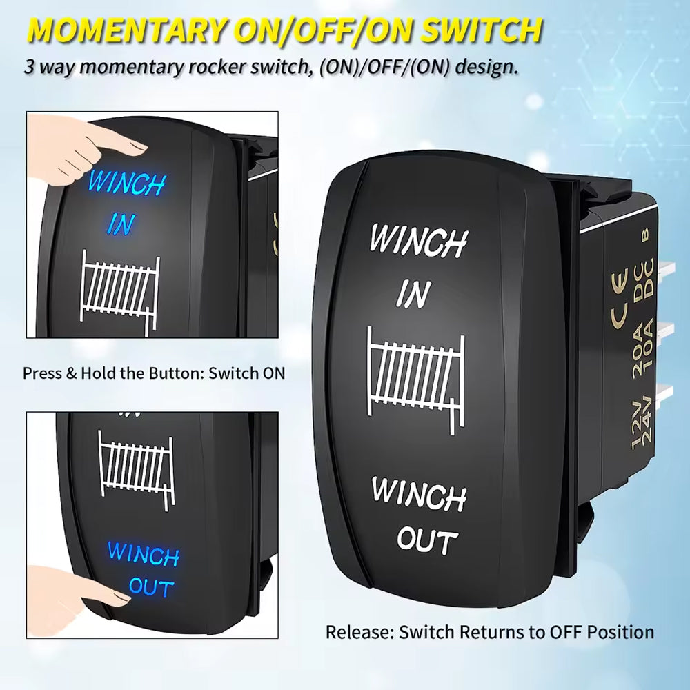 Winch Switch Winch in Winch Out Momentary On/Off/On 7 Pin Winch Rocker Switch
