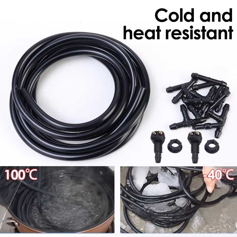 Windscreen washer kit 1m Hose spray heads Joiners T pieces Splitters Pack