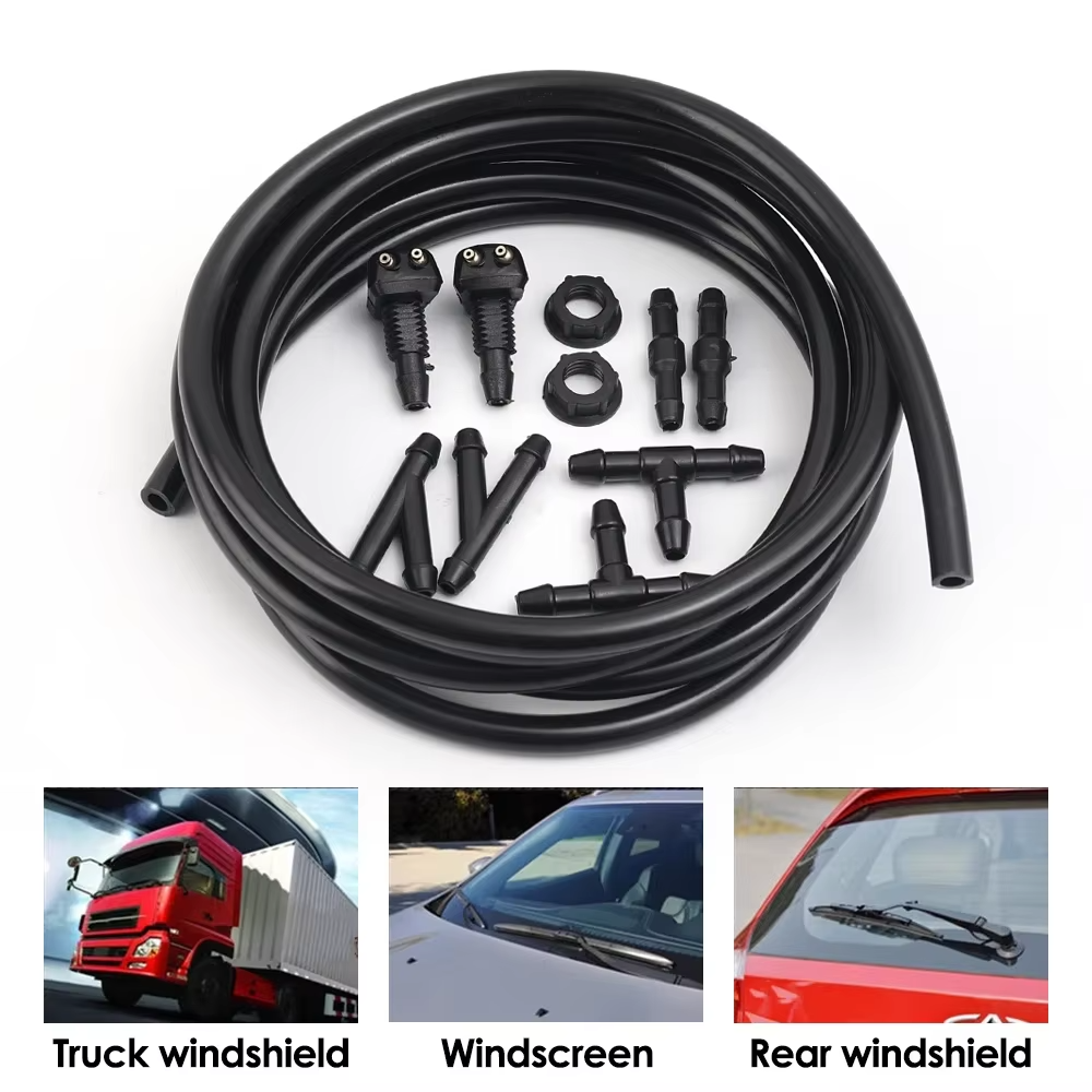 Windscreen washer kit 1m Hose spray heads Joiners T pieces Splitters Pack
