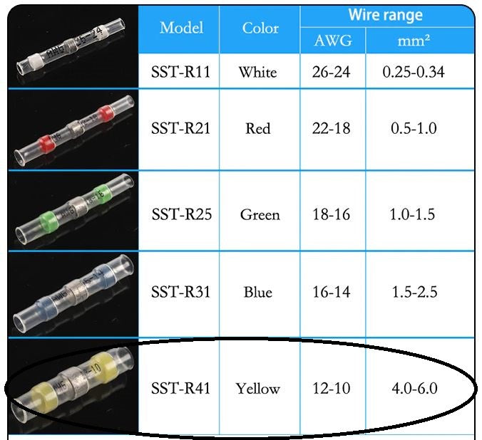 50pcs Waterproof Heat shrink Wire Connector Solder Insulated Join (suit 6mm)