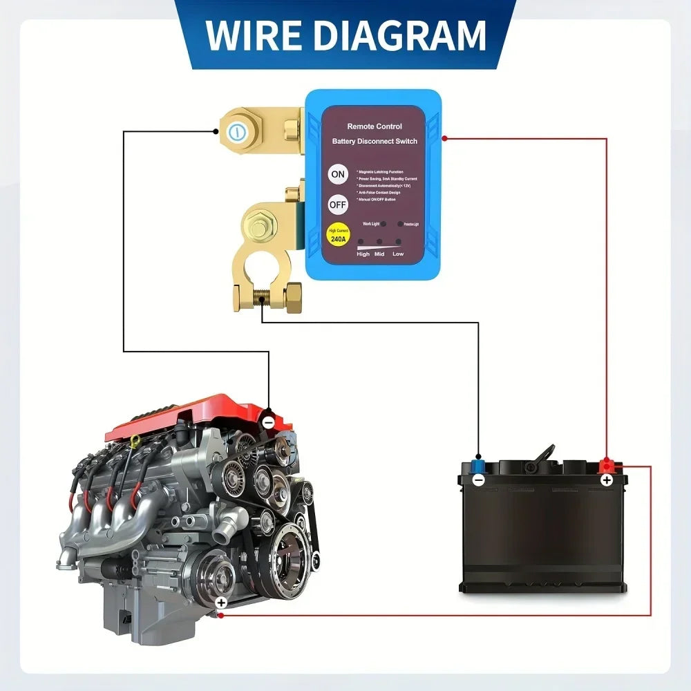 Wireless Battery Isolator Disconnect Relay Master Kill Cut-Off Switch 12V Car