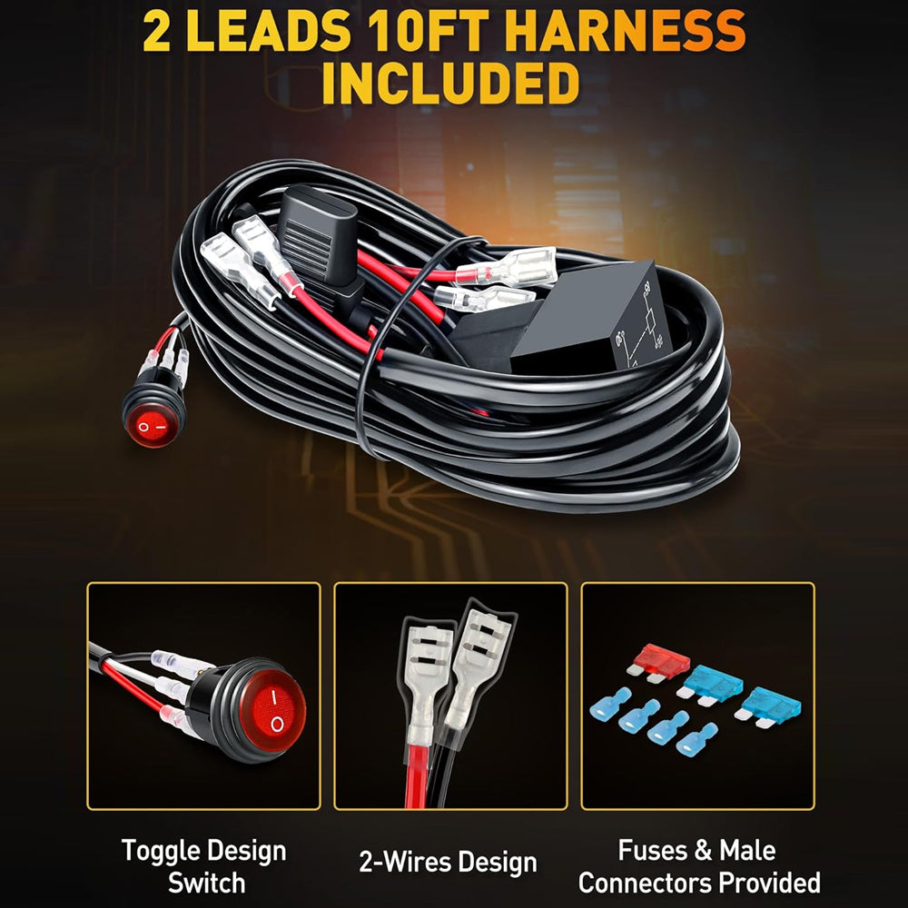 2 x Amber LED Light Bar 120W 178x80mm Flood Spot LED Work Light with Harness