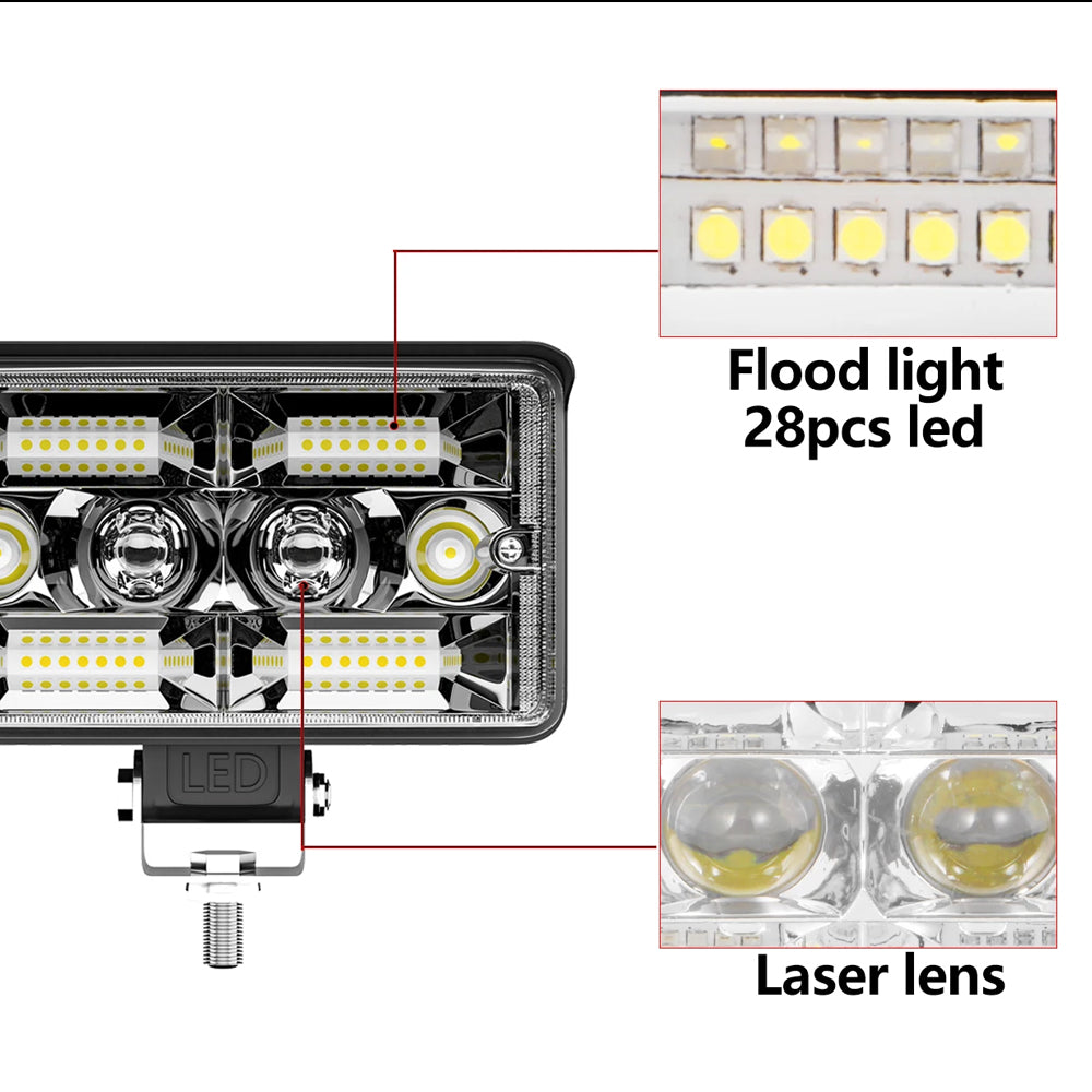 2 x LED Work Lights 150x90mm 130W 12-24V 6500K Spot Flood Beam Combo Light Bars