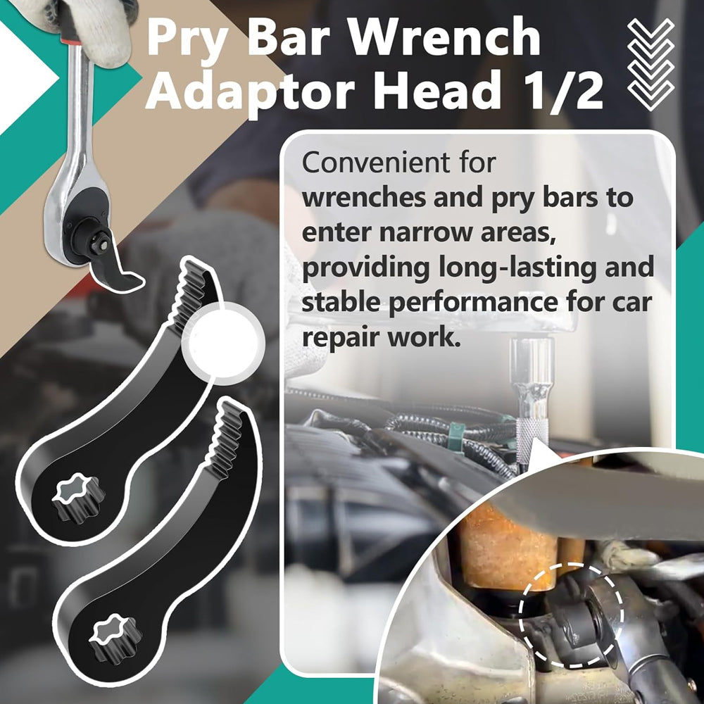 2x Pry Bar Wrench Octagonal Crowbar Adapter Fit 12.7mm Ratchet Axle Car Repair