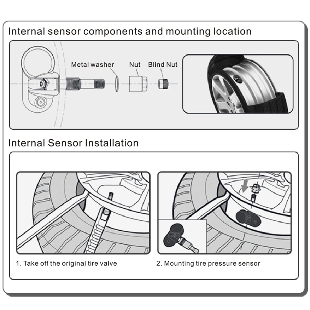 Tyre Pressure Monitor System TPMS Solar USB Car Tire Alarm 4 Internal Sensors