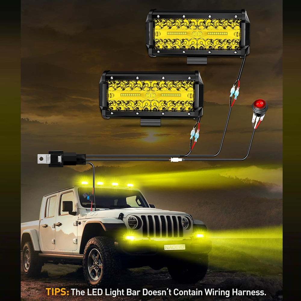 2 x Yellow LED Light Bar 120W 178x80mm Flood Spot beam Combo LED Work Light Bar