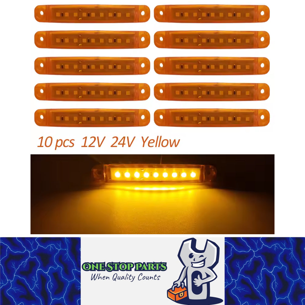 10 x Amber LED Side Marker Lamps 9SMD 12V/24V LED Side Marker Lights (10pcs)