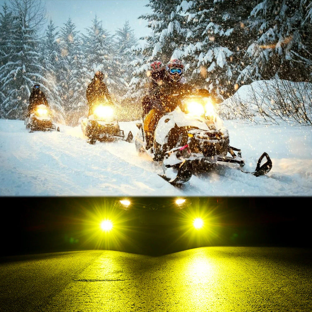 2 x Yellow LED Work Lights 60W Round 98mm 12V-24V Flood Beam LED Flood Lamps