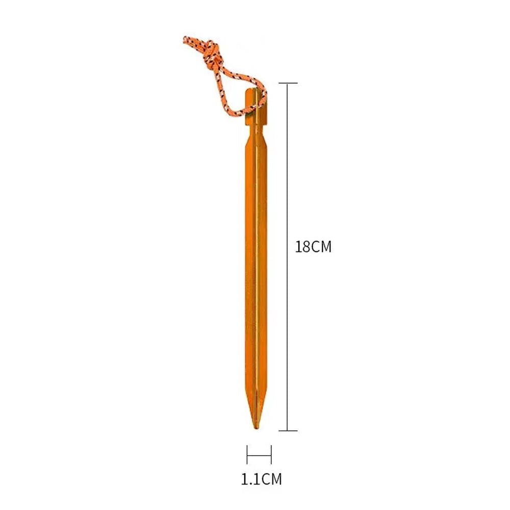 20 x Golden Tent Stakes 18CM Tri-Beam Tent Pegs with Rope Ground Nails Stakes