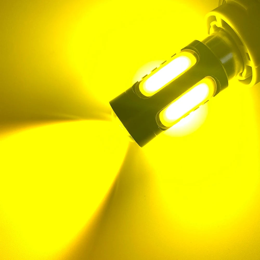 2 x T20 7443 12v Yellow Dual Brightness LED 5smd COB super Bright (2pcs)