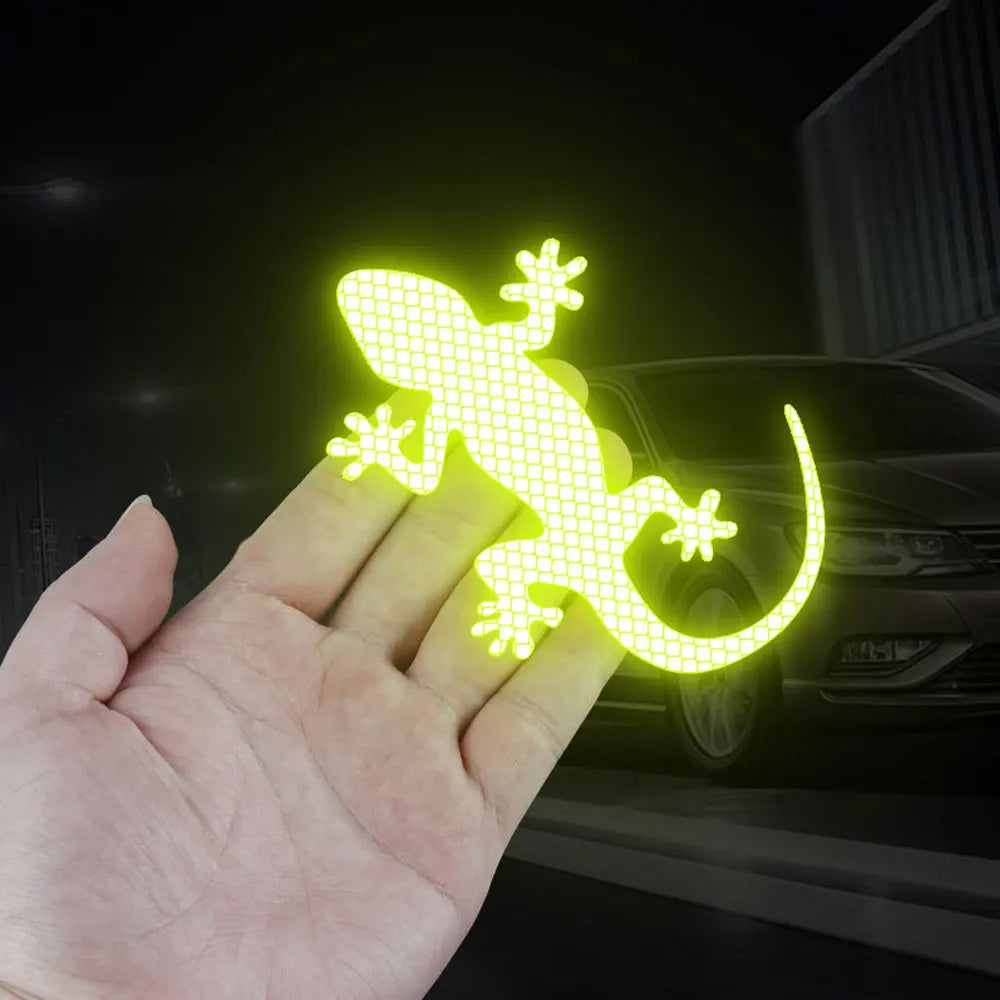 4 x Green Car Reflective Sticker Safety Warning Mark Gecko Reflective Tape