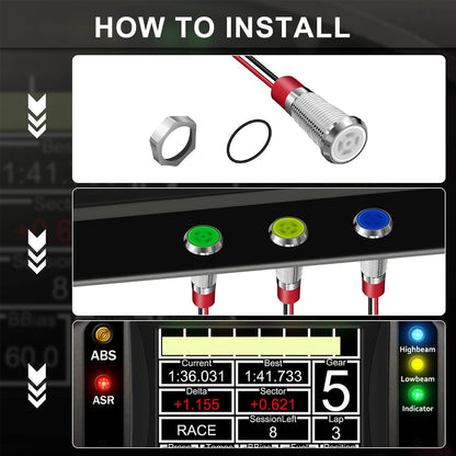 10 x Green LED Indicator Light 6mm Metal 12V-24V Pilot Signal Lamp IP67 Car Boat