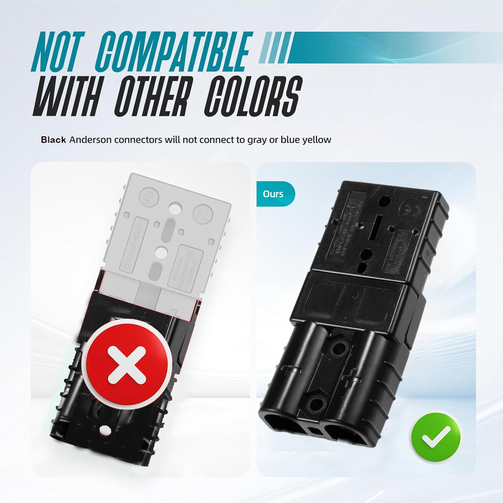 4 x 120A Black Anderson Socket Plug 2 Pin 120Amp Connector RV Truck Winch Marine