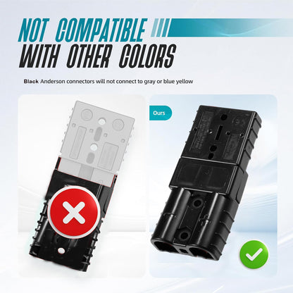 4 x 175A Black Anderson Socket Plug 2 Pin 175Amp Connector RV Truck Winch Marine