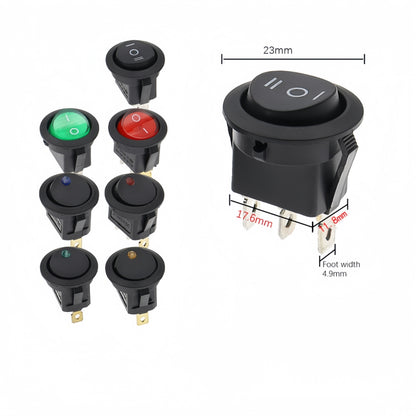 10 x Round Rocker Switch Car Boat Dashboard 3 Pin ON-OFF-ON Power Switch Black