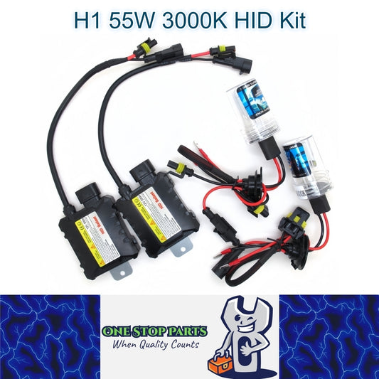 H1 55w 3000k HID Kit 2 x 55w HID Slim Ballasts and 2 x H1 55w 3000k HID Globes