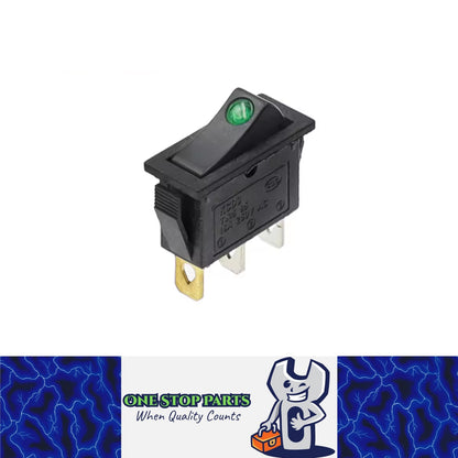 1 x Rocker Switch 31x14mm ON/OFF 3 Pin SPST KCD3 Switch with Green LED Light