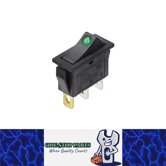1 x Rocker Switch 31x14mm ON/OFF 3 Pin SPST KCD3 Switch with Green LED Light