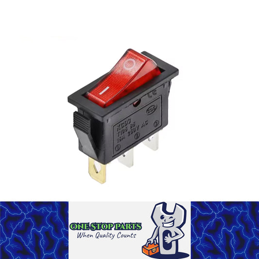 1 x Red Rocker Switch 31x14mm ON/OFF 3 Pin SPST KCD3 Switch Red LED Light