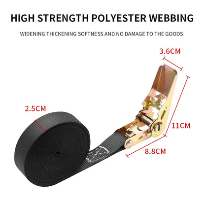 8M x 2.5CM Black Heavy Duty Ratchet Strap Cargo Luggage Tie Down Ratchet Strap