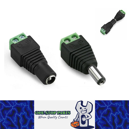 Pair 12V DC Power Male Female Plug Adapter Connector Jack for CCTV LED Light