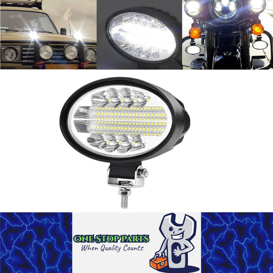 1 x Oval LED Work Lights 14x11CM 12V-24V 144W 6000K 3 Modes LED Work Light