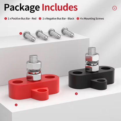 1 Pair M8 Terminal Block Studs 12-48V 250A Junction Power Distribution Block