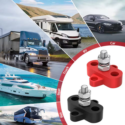 1 Pair M8 Terminal Block Studs 12-48V 250A Junction Power Distribution Block