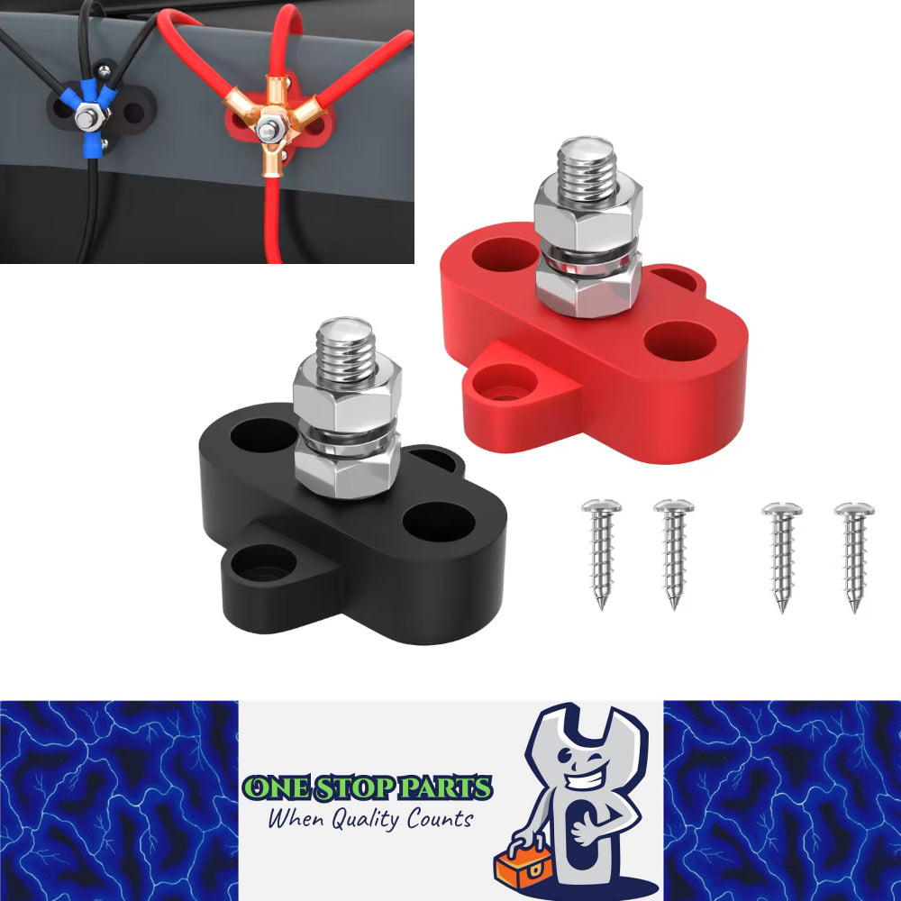 1 Pair M8 Terminal Block Studs 12-48V 250A Junction Power Distribution Block