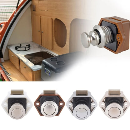 White 20mm Push Lock Catch Door Knob RV Caravan Cabinet Latch Button Lock
