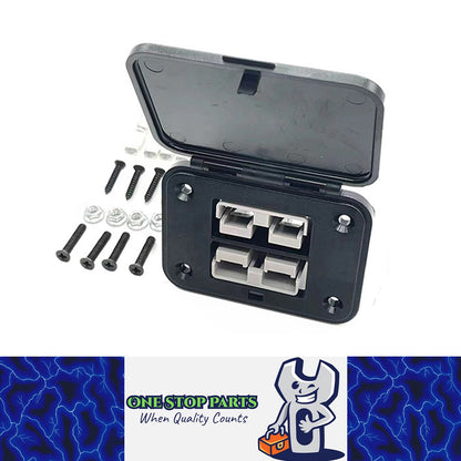 Double 50A Anderson style Plug Grey Flush Mount Bracket Includes 2 x 50Amp Plugs