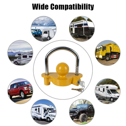 Trailer Coupler Hitch Lock Tow Ball Security Anti-Theft U-Shape Trailer Lock