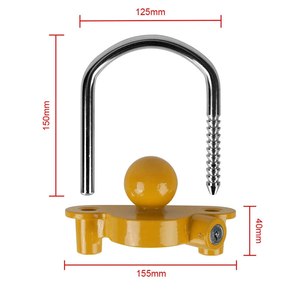 Trailer Coupler Hitch Lock Tow Ball Security Anti-Theft U-Shape Trailer Lock