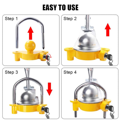 Trailer Coupler Hitch Lock Tow Ball Security Anti-Theft U-Shape Trailer Lock