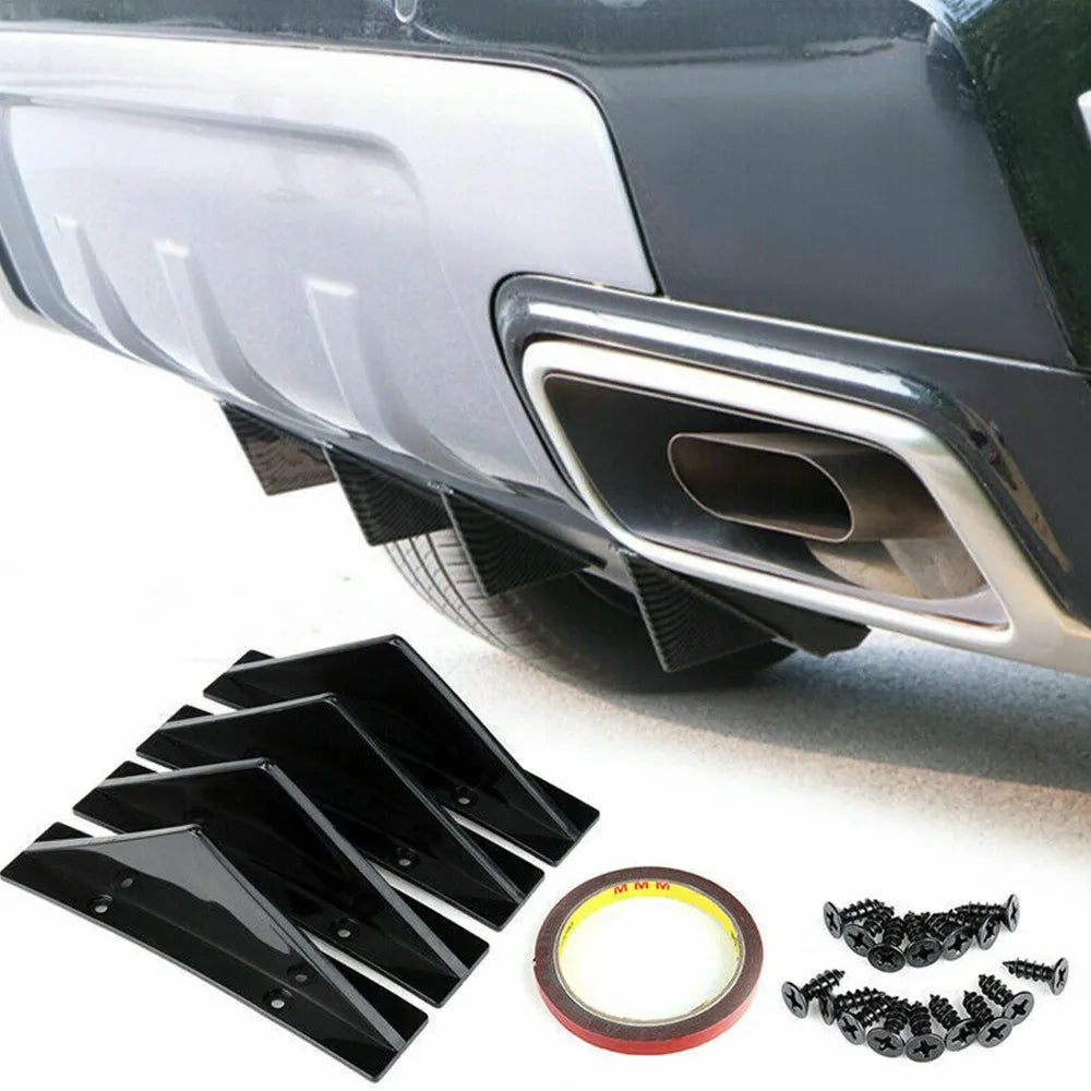 4 x Universal Rear Bumper Diffuser Lip Spoiler Fin Trim for Car Scratch Guard