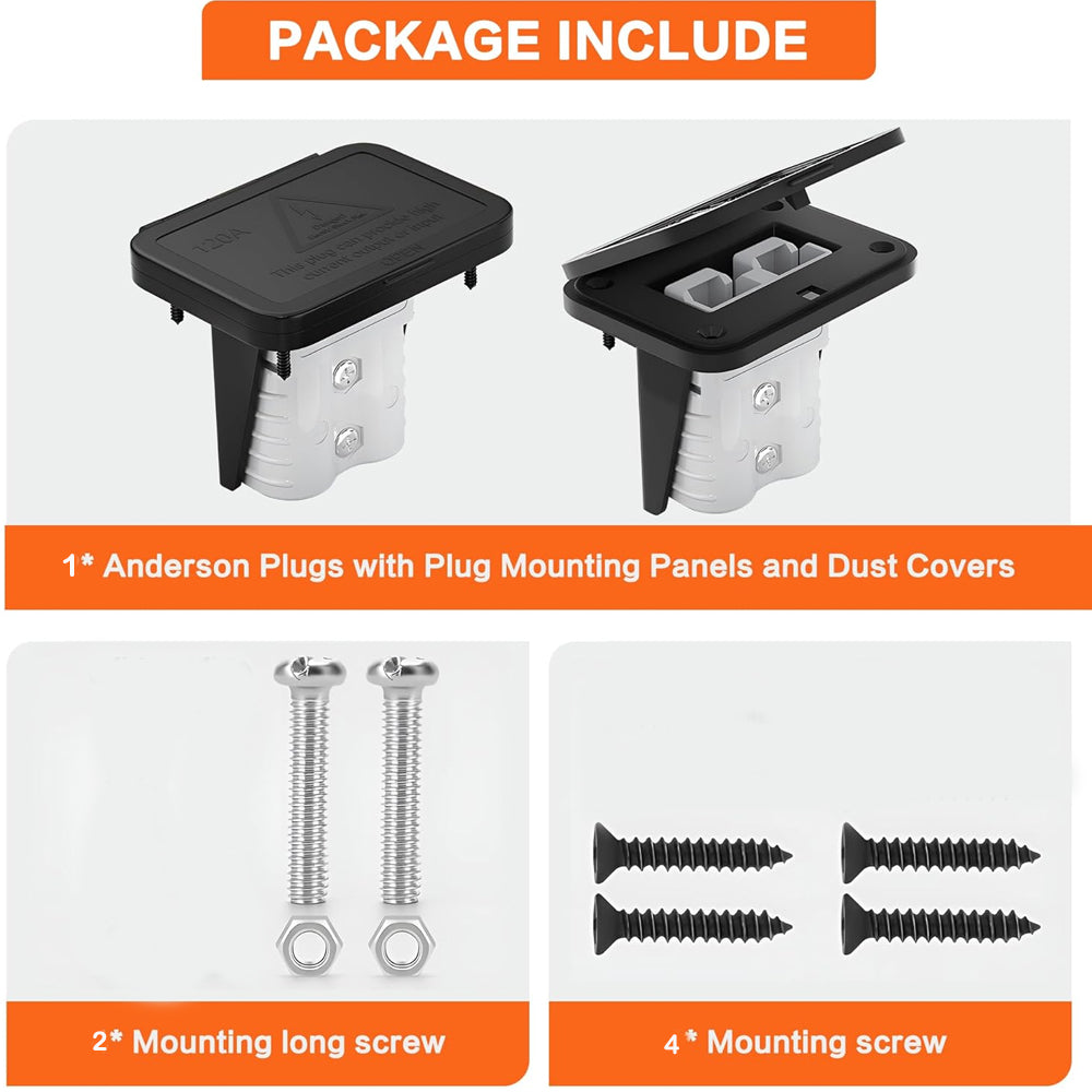 1 x 120A Grey Anderson style Plug Includes Flush Mount Bracket and Cover